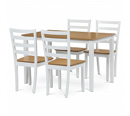 Jídelní set s 4 židlemi, 120x75x75cm, dýha, dub, VESPA OAK