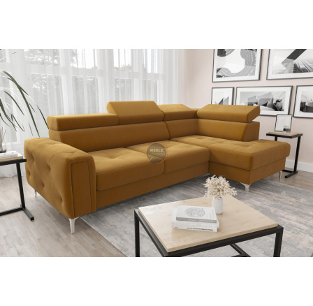 NAROŻNIK Z FUNKCJĄ SPANIA ORION 165X255 - Odcienie żółtego , prawa NAROŻNIK Z FUNKCJĄ SPANIA ORION 165X255 - Odcienie żółtego , prawa