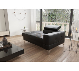 SOFA JEDNOOSOBOWA TOSCANIA I SZEZLONG 135 CM SKÓRA NATURALNA - Skóra czarna , Szezlong po lewej - lewa strona