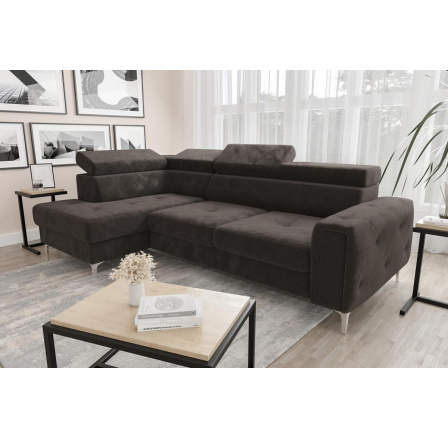 NAROŻNIK Z FUNKCJĄ SPANIA ORION 165X255 - Odcienie brązowego , lewa
