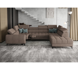 NAROŻNIK ROZKŁADANY PORTO MAX I RELAX 225X350X193 CM - prawa , Odcienie ciemnego beżu