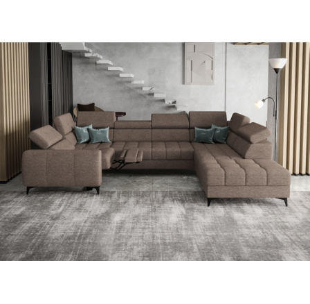 NAROŻNIK ROZKŁADANY PORTO MAX I RELAX 225X350X193 CM - prawa , Odcienie ciemnego beżu