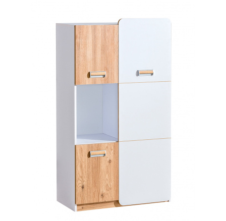 LORENTO L5 polc, Briliáns Fehér/Nash Tölgy