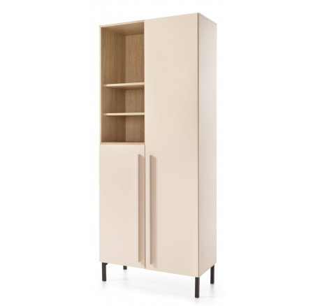 SERGIO SE 3 ruhásszekrény, Bézs-homok/Tölgy olajozott/Királykék