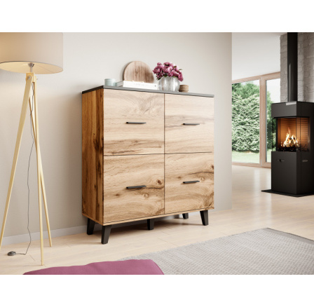 LOTTA 110 komód, wotan tölgy/fekete