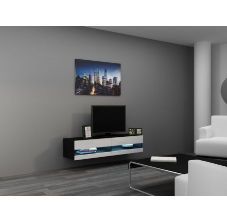 VIGO NEW 140 TV-szekrény, fekete / fehér fényes VIGO NEW 140 TV-szekrény, fekete / fehér fényes