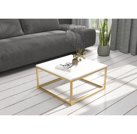 BELTEN dohányzóasztal 65x65 Arany+Fehér