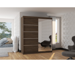 Tolóajtós és tükörrel ellátott ruhásszekrény CARO 180 Choco+Choco