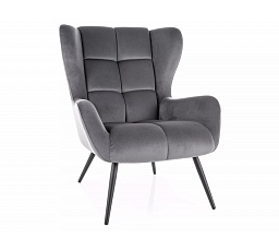 LOUIS VELVET fotel, Szürke Bluvel 14/Fekete