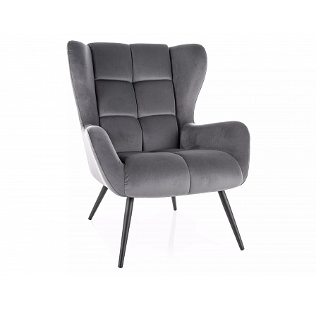 LOUIS VELVET fotel, Szürke Bluvel 14/Fekete