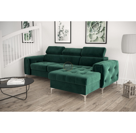NAROŻNIK ORION MINI Z FUNKCJĄ SPANIA 255x165 CM - Odcienie zieleni , prawa