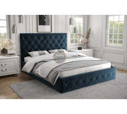 ŁÓŻKO ROMA - 200x200 , Drewniany , Odcienie granatu