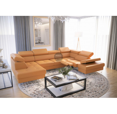 NAROŻNIK GALAXY MAX II RELAX Z FUNKCJĄ SPANIA 215x350x170 SKÓRA NATURALNA - prawa , Skóry naturalne - Wybierz swój kolor