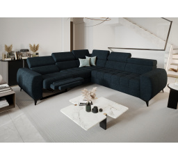 NAROŻNIK ROZKŁADANY PORTO II RELAX 255X258 CM - lewa , Odcienie niebieskiego