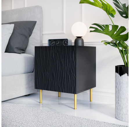 Éjjeliszekrény JUNGLE, matt fekete/matt fekete 2 db