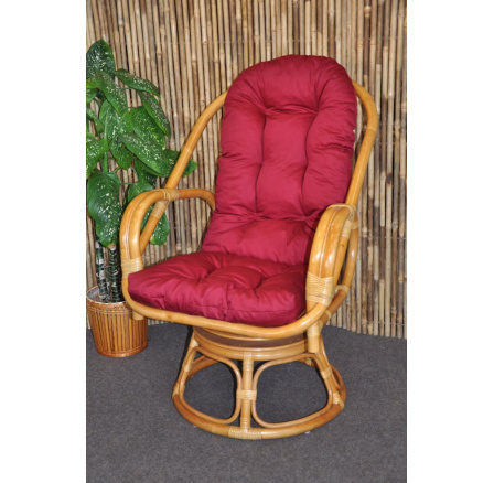 Ratanové křeslo Havai medové polstr vínový