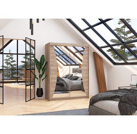 Tolóajtós szekrény tükörrel MAX 150 Truffle+Truffle