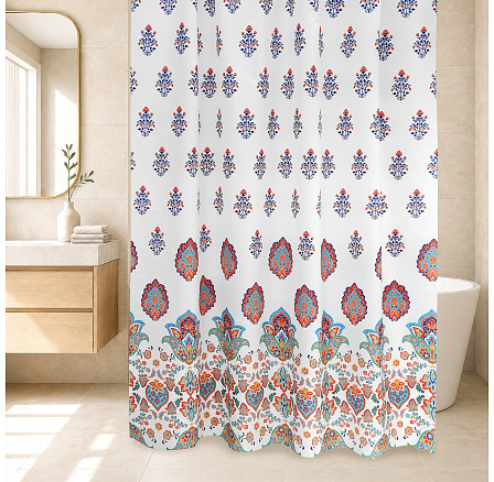 Koupelnový závěs Ornamenty oranžové
