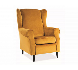 BARON Velvet fotel, curry Bluvel 68/wenge
