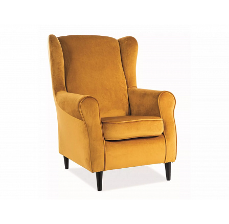 BARON Velvet fotel, curry Bluvel 68/wenge