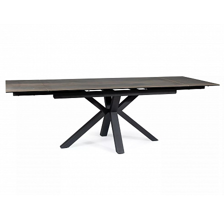 COLUMBUS CERAMIC étkezőasztal, Fa hatás, Barna/Fekete matt