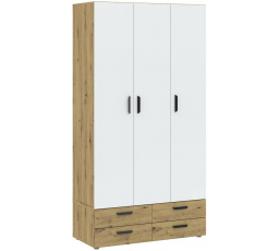 BASIC TWO 3D4S ruhásszekrény, Artisan Tölgy/Fehér
