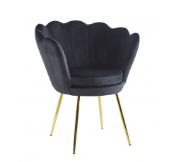 Fekete bársony fotel /arany lábak/ FR1-FX
