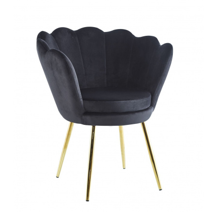 Fekete bársony fotel /arany lábak/ FR1-FX