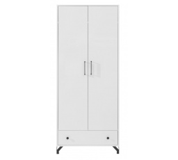 BERGEN szekrény - BE1, Fehér Lux + Fehér magasfényű