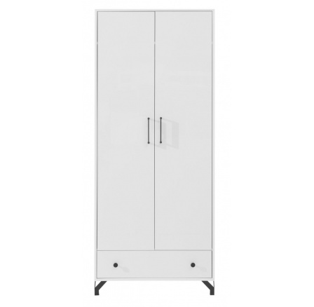 BERGEN szekrény - BE1, Fehér Lux + Fehér magasfényű