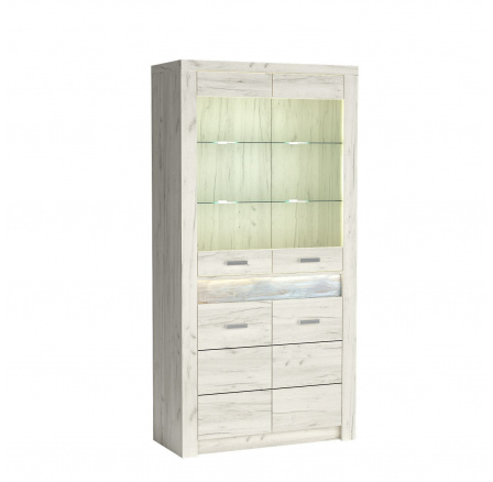 INDIANAPOLIS I3 vitrinszekrény Kraft fehér