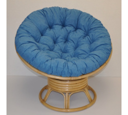 Ratanový papasan houpací medový polstr tyrkysový melír