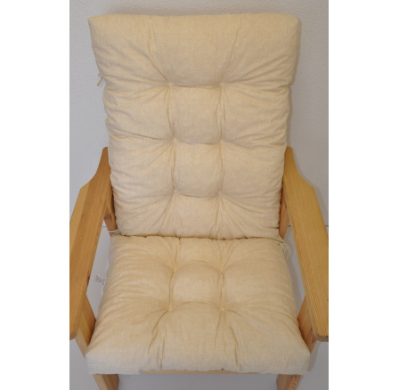 Polstr na zahradní křeslo vysoké široké - látka světle béžový melír