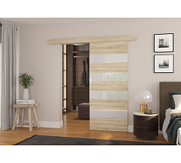 MILOU 96 tolóajtó falra Sonoma+White Lacobel