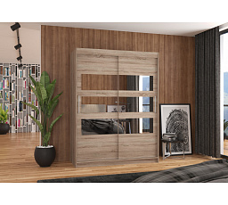 Tolóajtós szekrény tükörrel FLORENTO 150 Truffle+Truffle