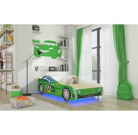 Ágy matraccal és LED világítással SPEED 140x70 Zöld