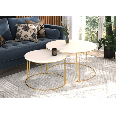 2 az 1-ben dohányzóasztal ETTA Arany+Fehér