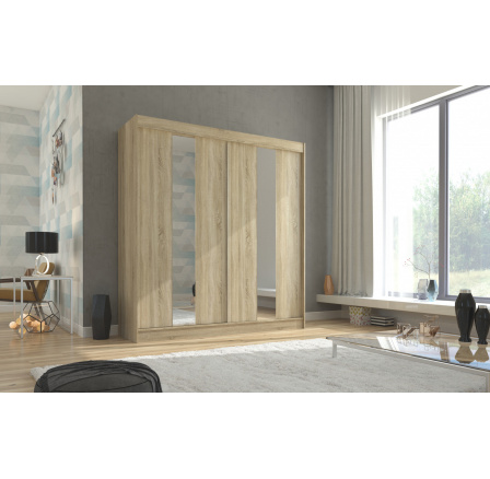 Tolóajtós szekrény tükörrel BALTON 200 Sonoma+Sonoma