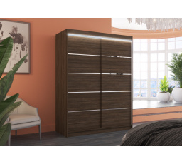 Tolóajtós szekrény LED világítással LUFT 150 Choco+Choco