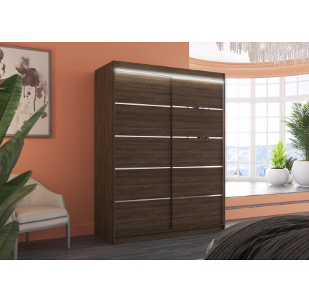 Tolóajtós szekrény LED világítással LUFT 150 Choco+Choco