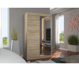 Tolóajtós szekrény tükörrel REWENA 120 Sonoma+Sonoma