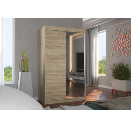Tolóajtós szekrény tükörrel REWENA 120 Sonoma+Sonoma