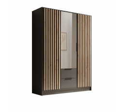 Neri 150 ruhásszekrény ajtókkal és tükrökkel Fekete+Fekete