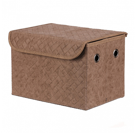 Koš regálový - látkový s víkem, hnědá barva