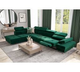 NAROŻNIK GALAXY RELAX Z FUNKCJĄ SPANIA 225X350 CM - Odcienie zieleni , lewa