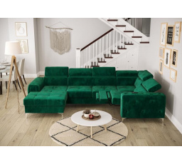 NAROŻNIK ORION MAX III RELAX Z FUNKCJĄ SPANIA 165x320x190 CM - Odcienie zieleni , prawa