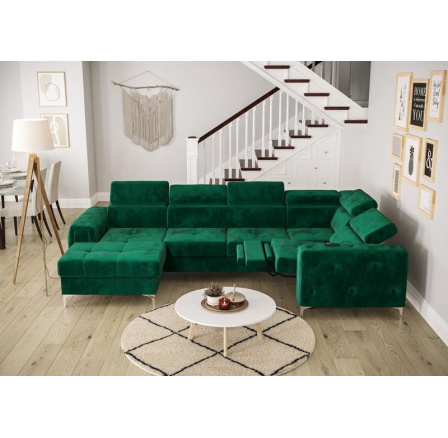 NAROŻNIK ORION MAX III RELAX Z FUNKCJĄ SPANIA 165x320x190 CM - Odcienie zieleni , prawa