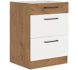 Dolní skřínka VEGAS - 60 D 3S BB, Dub Lancelot / Bílý lesk