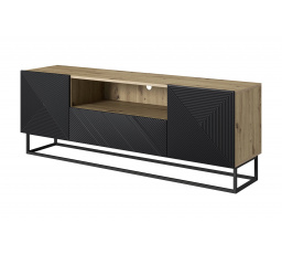 TV komoda, dub artisan / černý mat