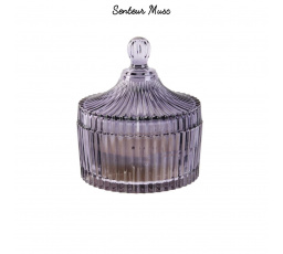 Bohém üvegből készült gyertya L szürke